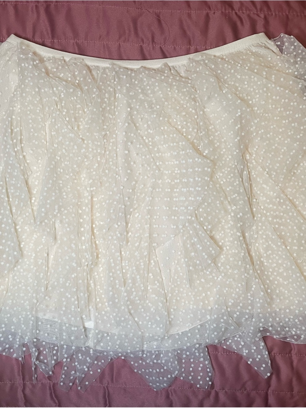 New KCDD by Kahlana Women’s Size Medium Cream Polka Dot Ruffle Tulle Mini Skirt - Picture 5 of 5